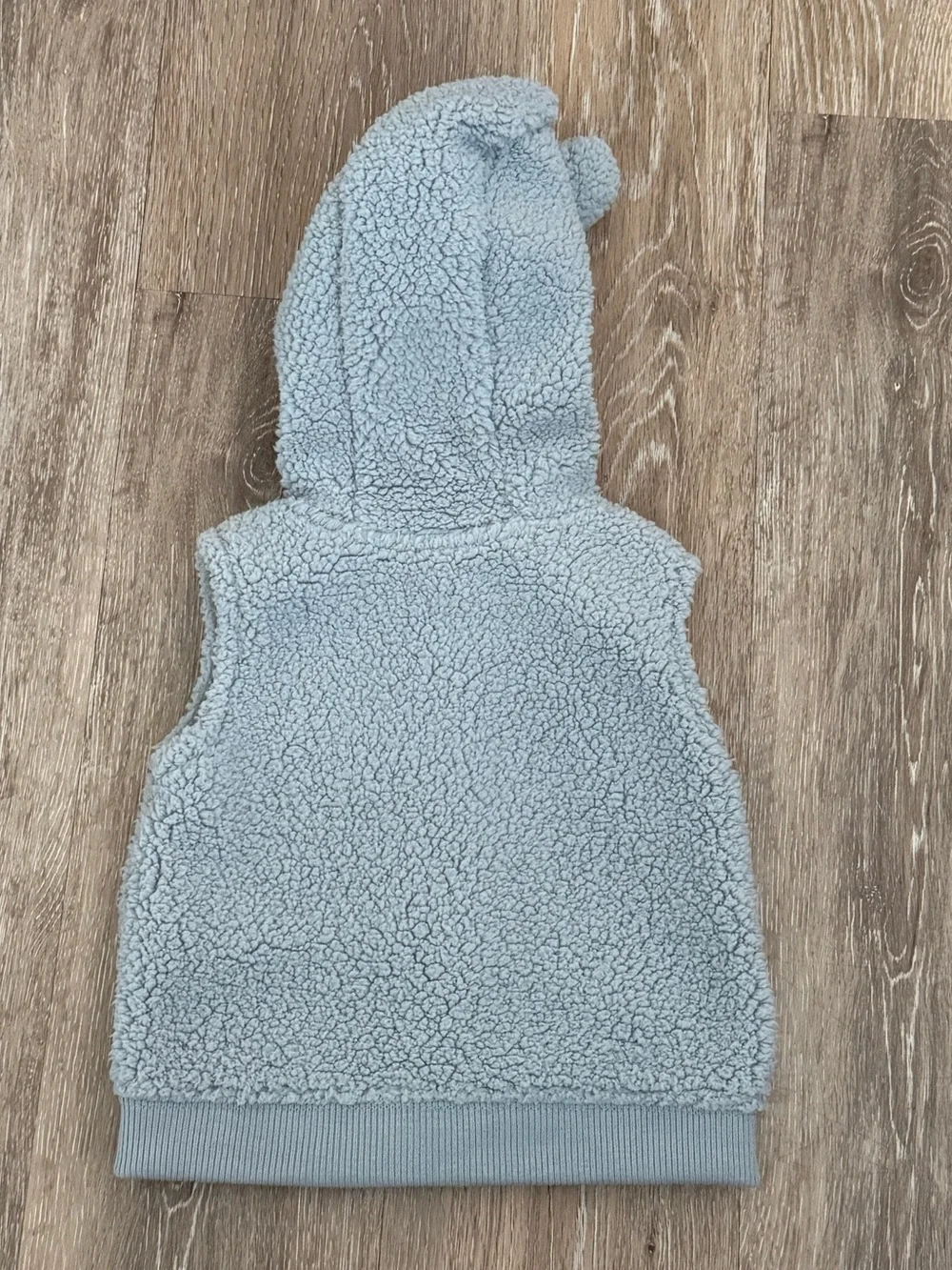 Carters Baby Boy Teddy Fleece Hooded Vest 3D Ears Blue Gray Full Zip 9M